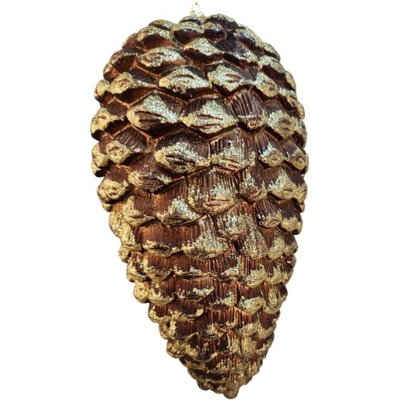 Brown & Gold Glitter Pinecone Hanging Ornament - Picture 3 of 6